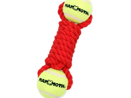 Mammoth Pet Products Twister Bone w 2 Tennis Balls Dog Toy Red 1ea MD, 9 in For Sale