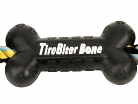 Mammoth Pet Products TireBiter Bone w Rope Dog Toy Multi-Color 1ea 16 in, LG For Cheap