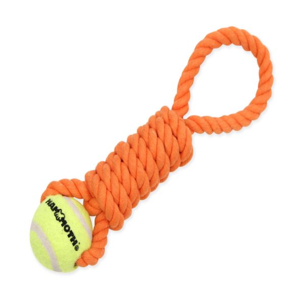 Mammoth Pet Products Twister Pull Tug w Ball Dog Toy Orange 1ea SM, 10 in For Cheap