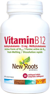 New Roots Herbal Vitamin B12 Methylcobalamin 15mg (30 Sublingual Tablets) For Sale